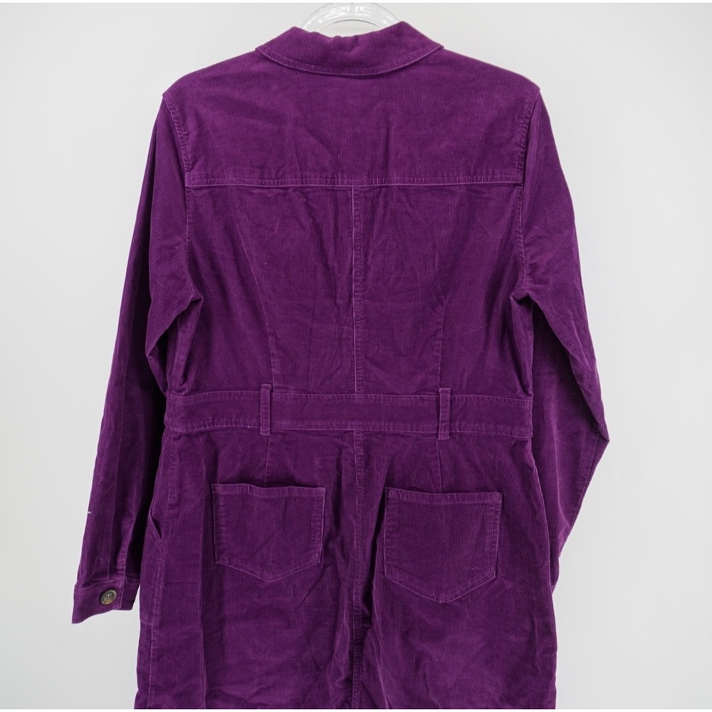 Boden Womens Purple Corduroy Button Front Utility Shirt Dress Long Sleeve 12L - Picture 9 of 11